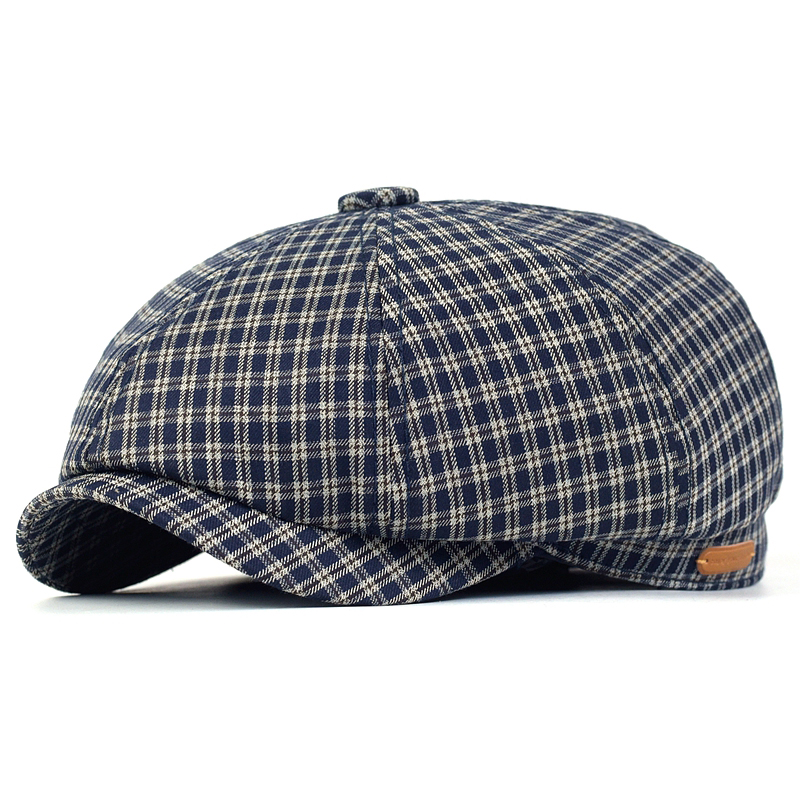 Dad Hat Cotton - İlkbahar yaz ekose gazeteci şapkası Peaky