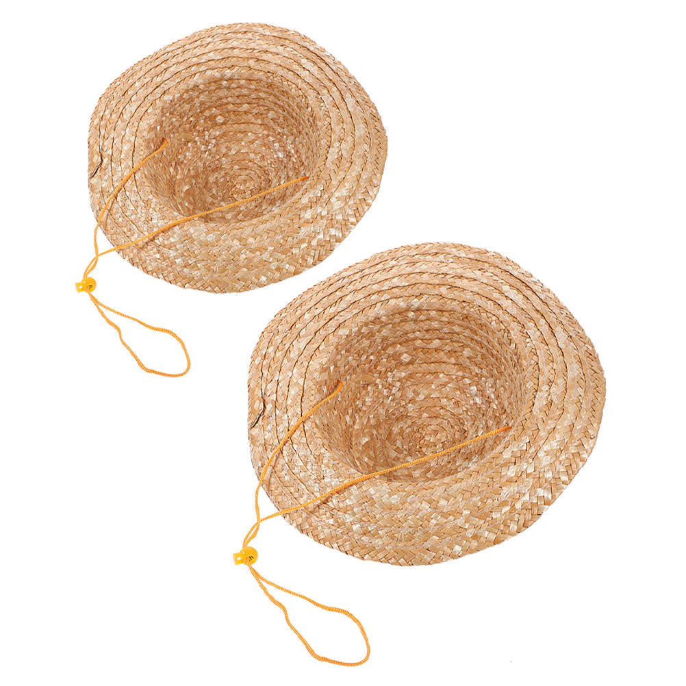 Sun Hat Wide Brim - 2 Adet Çocuk Hasır Şapkası Doğal