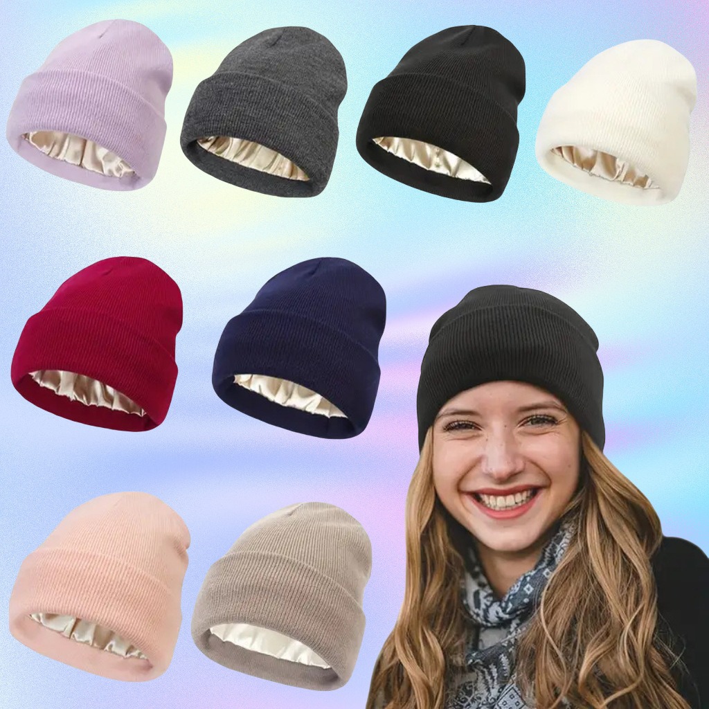 Beanie Cuffed Knit - Unisex Saten Astarlı Anti-Statik Bere Şapka